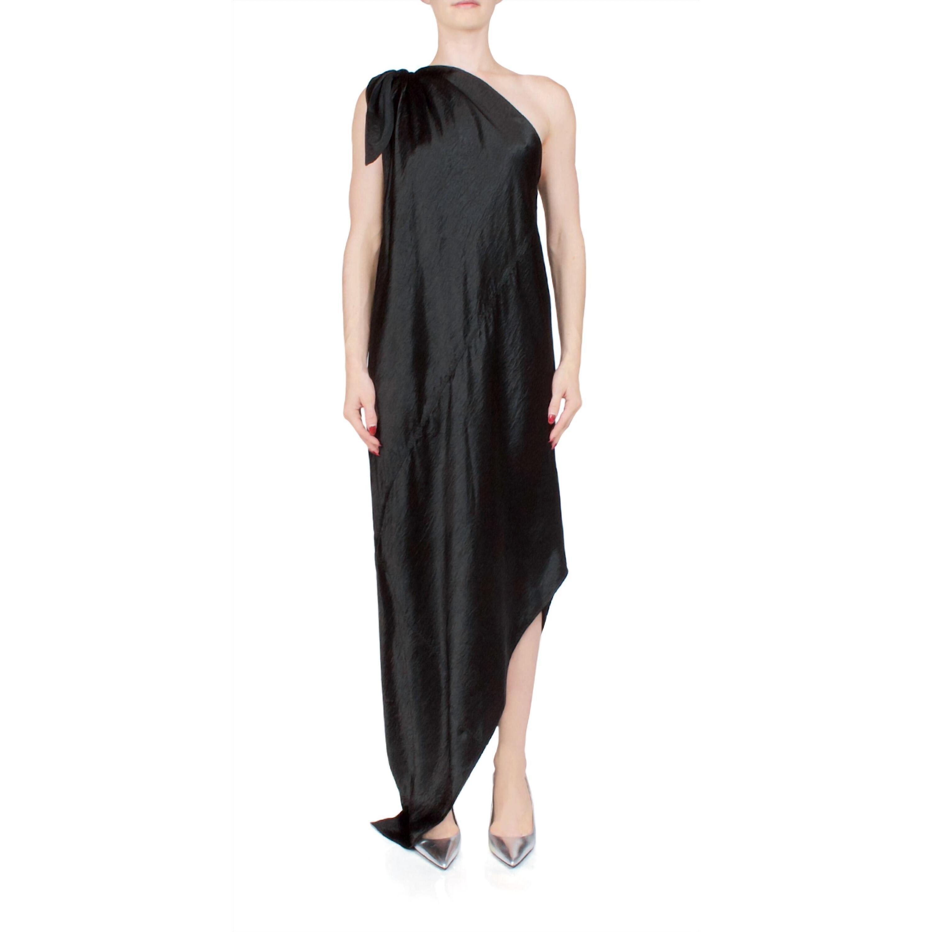 New Anna October Desiree One Shoulder Midi Dress In Black